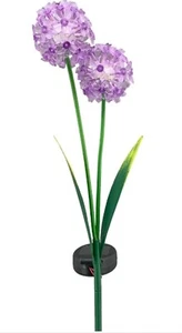 Solarlampe Allium LED Außen Gartendeko 2 Blüten lila Gartenstecker Solar NEU - Bild 1 von 6