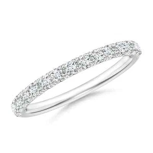 ANGARA Natural Diamond Half Eternity Wedding Band in Silver (1.9mm) - Picture 1 of 29