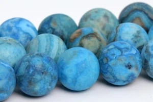 10MM Matte Blue Crazy Lace Agate Beads Round Gemstone Loose Beads - Picture 1 of 4