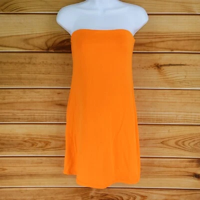 Rue 21 Strapless Mini Dress 女式 L 码亮橙色聚酯纤维弹力柔软全新带标签 — 第 1/4 张图片