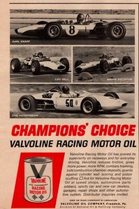 1967 Valvoline Hochleistungsrennmotoröl Vintage Magazin Druck Werbung 5x8 - Bild 1 von 3