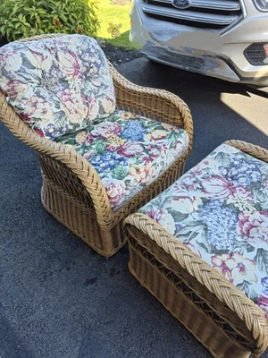 плетеная мебель henry link винтажный клубный стиль стул и оттоманка  - Изображение 1 из 4