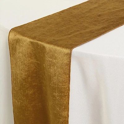 GOLD 12x107" Premium Velvet Table Runner Wedding Reception Linens Decorations - Image 1 of 4