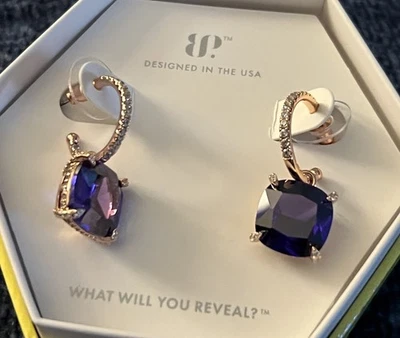 Bomb Party Earrings Purple Topaz CZ Rose Gold Plating - Image 1 of 2