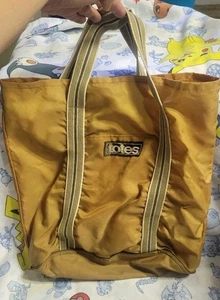 TOTES BRAND Packable Zip Bag Beige Nylon Logo VINTAGE - Picture 1 of 7