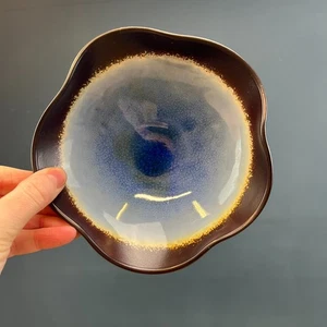 CUENCO RAKU ESMALTADO AZUL HECHO A MANO CERÁMICA DE ESTUDIO VINTAGE - Imagen 1 de 10