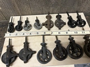 7 Pairs Cast Iron Victorian Gothic Hardware Pulley Factory Clothesline Screw In - Picture 1 of 8