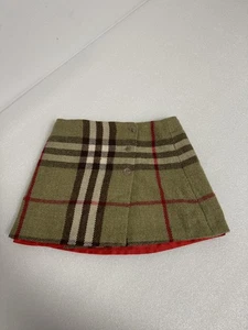 Burberry Skirt Girls 6 Plaid Wool Blend Button Kilt Classic Check School Uniform - Picture 1 of 14