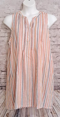 Sonoma Striped Linen Blend Sleeveless Dress Size PXXL - Image 1 of 4