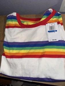 Love Tribe Junior Regenbogen Streifen Grafik T-Shirt Gr. XL NEU Neu mit Etikett Pride - Bild 1 von 7