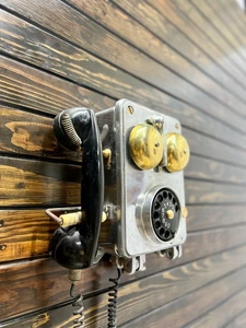 Rare téléphone maritime vintage mural en aluminium victorien récupéré - Afbeelding 1 van 11