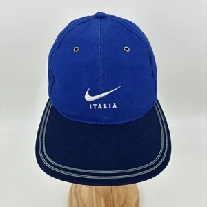 Vintage Nike Italia Mütze blau schwarz 6 Panel Cap Strap Back Italy Logo Swoosh 90s - Bild 1 von 9