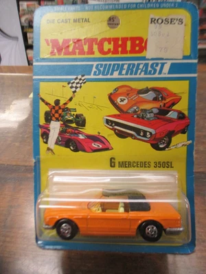 Matchbox Superfast # 6 Mercedes 350SL 1971 On England Card. - Image 1 of 2