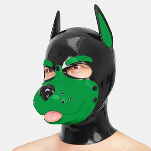 Capucha de Silicona Furrjoi Perro Mascota Juego Lengua Pegada Látex Peludo Fetiche Verde - Imagen 1 de 4