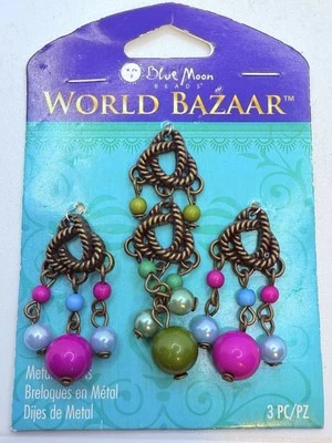 Coloridas cuentas de luna azul para hacer joyas conectores encontrar dijes colgante pendiente Foto 1 de 2