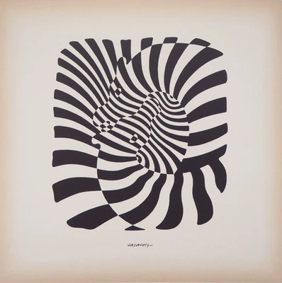 Victor Vasarely: Paar Zebras - Siebdruck Originell Unterzeichnet - Bild 1 von 4