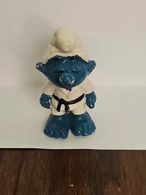 Smurfs Judo Smurf Karate Black Belt Vintage 1981 Schleich Figure  - Image 1 of 4