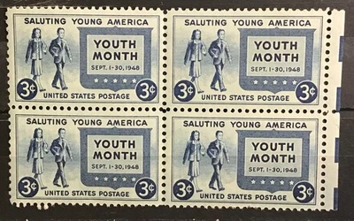 USA Youth Month 1948 block of four 3 c in MNH Gen3 - Image 1 of 2