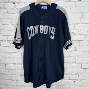 Vintage Dallas Cowboys Starter Baseball Jersey Size 2XL Rare Embroidered Button - Picture 1 of 16