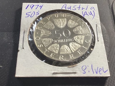 Austria 1974 50 chelines, plata - casi sin circular # 312 Foto 1 de 2