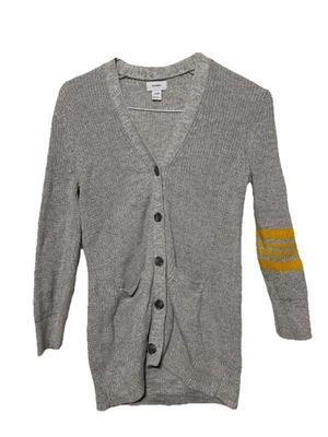 Girl's long gray button up cardigan size large 10-12 Old Navy 100% cotton - Image 1 of 2