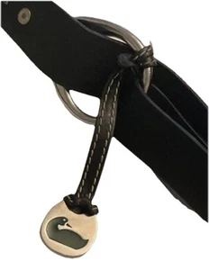 Dooney&Bourke Fob Tag Charm Replacement Brown Leather Duck Green on Silver Metal - Picture 1 of 11