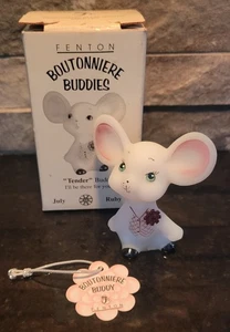 Fenton Glass Garnet Boutonniere Buddy Mouse Tender July Signed Hand painted - Picture 1 of 10