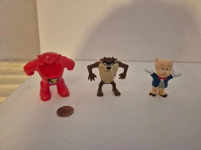 Vintage Looney Tunes Porky Pig & Taz Figure Toy, 1988 Applause, PVC, 2.5 inch - Image 1 of 3