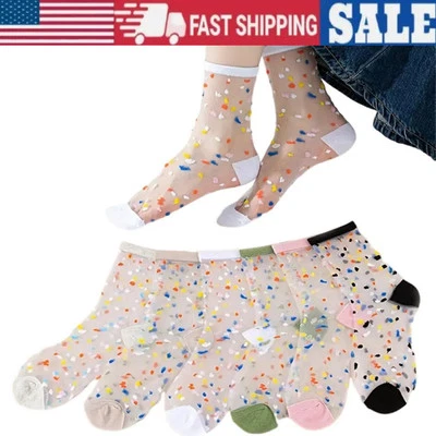 6 pares de calcetines sedosos finos de tubo medio suaves y transpirables primavera/verano sedosos Foto 1 de 4