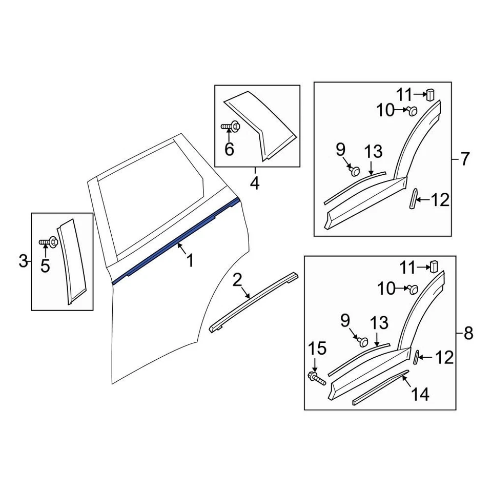 For Mazda CX-3 2016-2022 Mazda D10E50660 Rear Right Door Belt Molding - Image 1 of 1