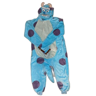 Monsters Inc Sulley Character Zip Pajamas Costume Hood Adult Size Small  - Image 1 of 4