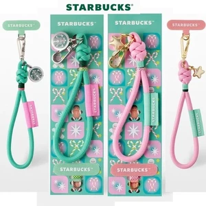 Starbucks Holiday Phone Correa de Muñeca Rosa Verde Dúo Conjunto Cordón Dije Accesorio - Imagen 1 de 26