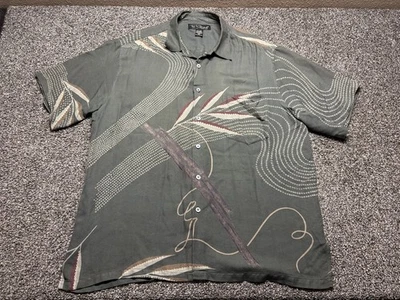 Tori Richard 100% Silk Shirt Mens XL Floral Palm Hawaiian Green Casual Bamboo - Image 1 of 4