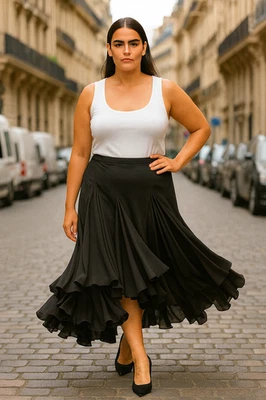 WAYNE COOPER LAYERED LATINO SWING DANCING SKIRT 16 - image 1 of 4