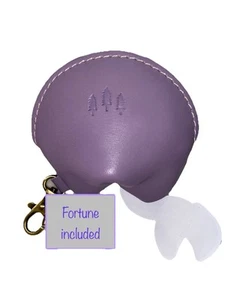 NWOT 🥠 Portland Leather Goods Lavender Fortune Cookie Keychain - Picture 1 of 6