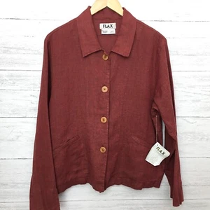 NEW Flax Women's Linen Jacket Button Front Lightweight Shacket Small - Picture 1 of 10