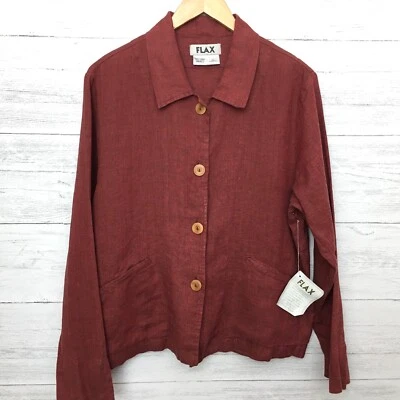 NEW Flax Women's Linen Jacket Button Front Lightweight Shacket Small - Image 1 of 4
