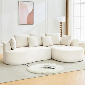 106" Luxe Curved Modular Sofa, Oversized Cloud Chenille Sectional w/Deep Seats - Picture 1 of 42