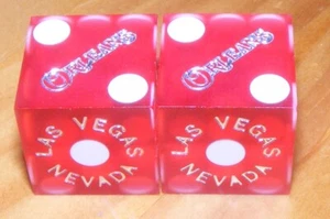 The Orleans Hotel and Casino Used Playing Dice Las Vegas (Red - Frosted) - 833 - Picture 1 of 4