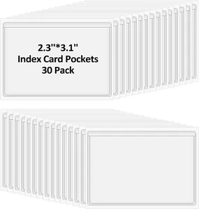 Prasacco 30 Pcs Self-Adhesive Index Card Holders Business Card Pockets Clear ... - Picture 1 of 7