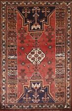 Vintage Tribal Geometric Abadeh Area Rug 5'x8' Wool Hand-knotted Nomad Carpet
