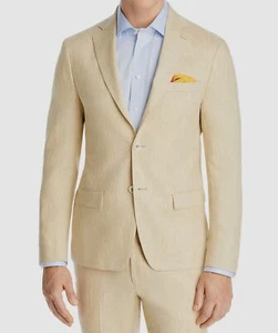 $548 Robert Graham Men's Beige Delave Slim-Fit Linen Blazer Coat Suit Jacket 40S - Picture 1 of 2