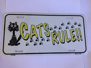 New Cats Rule Metal License Plate  - Picture 1 of 1