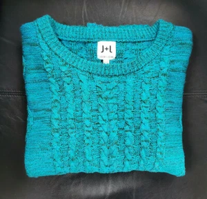 John + Jenn Womens Teal Blue Sweater, Cable Knit Sweater, Shirt,Top Medium - Picture 1 of 11