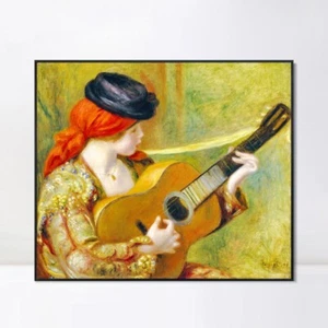 Framed Canvas Print Young Spanish Woman with a Guitar by Pierre Auguste Renoir - Picture 1 of 40
