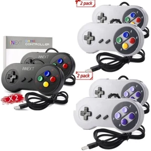 2 Pack iNNEXT USB Long Wired Super Nintendo SNES PC Controller Gamepad Joystick - Picture 1 of 15