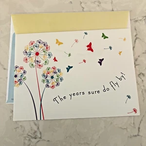 The Years Sure Do Fly By! With Flowers Blank Card with Matching Envelope - Picture 1 of 8