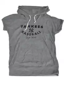 New York Yankees SAAG Women Maternity Gray Triblend Funnel Neck T-Shirt - Picture 1 of 1