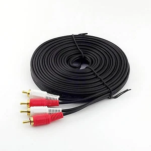 33FT 10m Twin Phono 2 RCA Cable Audio Lead Gold Two Male TV Projector 2 RCA Cord - Picture 1 of 6