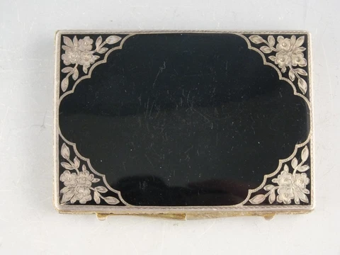 AUSTRIAN 935 SILVER AND BLACK ENAMEL HINGED BOX Cover